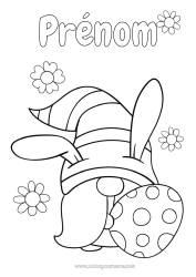 Coloriage gratuit Gnome Oeufs de Pâques Pâques