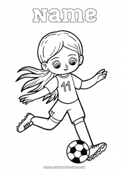 Free coloring Football Soccer ball Sport Girl Intermediate coloring pages Team sports Women's football Soccer player