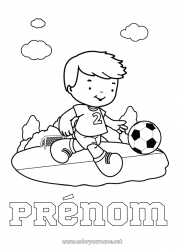 Coloriage gratuit Football Ballon de foot Sport Garçon Coloriages intermédiaires Sports d'équipe Footballeur footballeuse