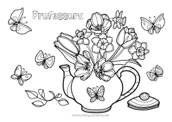 Desenho grátis Flores Primavera Borboleta Narcisos Tulipa Insetos