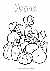 Free coloring Kawaii Food Vegetables