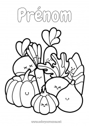 Coloriage gratuit Kawaii Nourriture Légumes