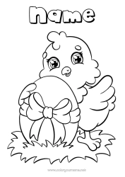 Colouring to customise Hen Spring Animal Easter Eggs Easter Farm Animals