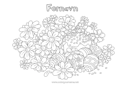 Gratis fargelegging Blomster Kake Vår Påskeegg Påske Komplekse fargelegginger