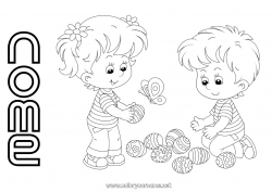 Disegno gratuito Ragazza Ragazzo Bambino Uova di Pasqua Pasqua