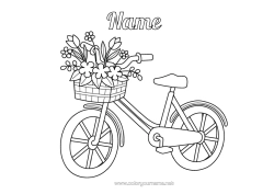 Colouring to customise Flowers Vehicles Intermediate Colouring Sheets Bicycle Two-Wheeled Vehicles