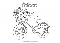 Coloriage gratuit Fleurs Véhicules Coloriages intermédiaires Vélo Véhicules à deux roues