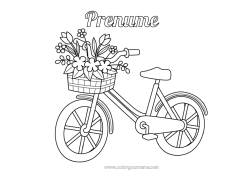 Pagină de colorat gratuită Flori Vehicule Colorează intermediare Bicicletă Vehicule cu două roți