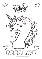 Desen liber de colorat Aniversare Număr Unicornă Desene de colorat ușoare La mulți ani! Număr mare de vârstă Dragoni, unicorni și animale fantastice Septembrie