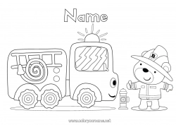 Free drawing Truck Vehicles Fireman firefighter Easy coloring pages Fire truck Job Rescue and Emergency Vehicles Trucks and utility vehicles Security Professions Character vehicles