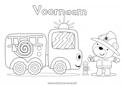 Gratis tekening Vrachtwagen Voertuigen Brandweerman Eenvoudige kleurplaten Brandweerwagen Beroep Nood- en hulpvoertuigen Vrachtwagens en bedrijfsvoertuigen Veiligheidsberoepen Voertuigpersonages