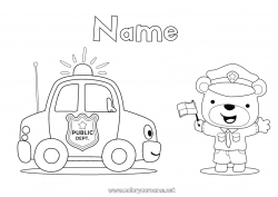 Free coloring Vehicles Car Police Intermediate coloring pages Police vehicles Job Rescue and Emergency Vehicles Cars, vans, and motorhomes Policeman Security Professions Character vehicles