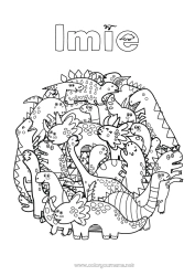 Kolorowanka za darmo Mandala Dinozaury Zwierzę