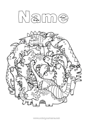 Free colouring Mandala Dinosaurs Animal