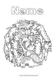 Free coloring Mandala Dinosaurs Animal