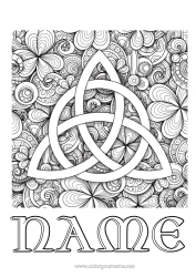 Colouring to customise Mandala Clover Ireland St Patrick's Day Triskelion Celtic