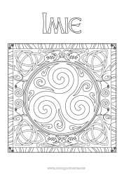 Kolorowanka do personalizacji Mandala Irlandia Święto Świętego Patryka Triskelion Celtycki