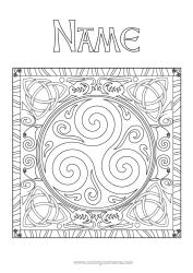 Colouring to customise Mandala Ireland St Patrick's Day Triskelion Celtic