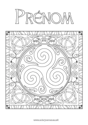 Coloriage à personnaliser Mandala Irlande Fête de la Saint Patrick Triskell Celtique