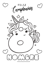 Colorear gratis Cumpleaños Número Unicornio Dibujos fáciles para colorear Mensaje de feliz cumpleaños (inglés) Gran número de edad Dragones, unicornios y animales fantásticos Ocho