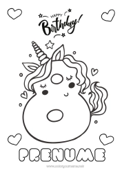 Pagină de colorat gratuită Aniversare Număr Unicornă Desene de colorat ușoare La mulți ani! Număr mare de vârstă Dragoni, unicorni și animale fantastice Opt