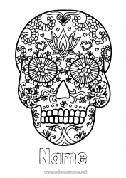 Free coloring Skeleton Skull Día de los Muertos