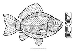 Free colouring Animal Fish April Fool's Day Complex colouring pages Marine or aquatic animals