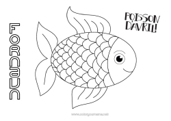 Gratis tegning Dyr Fisk Aprilsnar Havdyr eller vandlevende dyr