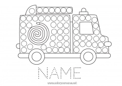 Free drawing Vehicles Children's activities Fireman firefighter Dot markers Easy coloring pages Fire truck Rescue and Emergency Vehicles Security Professions