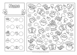 Colouring to customise Flowers Spring Chick Butterfly Children's Activities Bee Tulip Search And Find Insects Farm Animals Count And Colour.