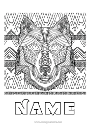 Free colouring Wolf Mandala Fox Animal Forest animals