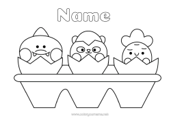 Free colouring Cute Food Animal Easter eggs