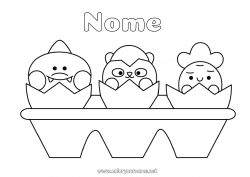 Desenho grátis Kawaii Comida Animal Ovos de Páscoa