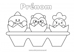 Dessin gratuit Kawaii Nourriture Animal Oeufs de Pâques