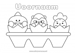 Gratis kleurplaat Kawaii Voedsel Dier Paaseieren