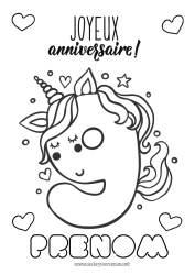 Coloriage à personnaliser Anniversaire Chiffre Licorne Coloriages faciles Joyeux anniversaire (français) Message Gros chiffre âge Dragons, licornes et animaux fantastiques