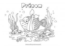 Coloriage gratuit Malade Mer écologie Poisson Animaux marins ou aquatique