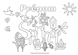 Coloriage gratuit Printemps Symboles Insectes Libellule