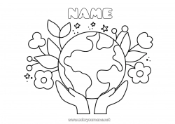 Free coloring Ecology Planets and solar system Easy coloring pages Earth Earth Day Astronomy