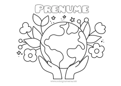 Pagină de colorat personalizată Ecologie Planete și sistemul solar Desene de colorat ușoare Pământ Ziua Pământului Astronomie
