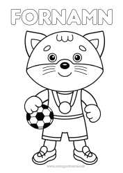 Färgläggningssida att anpassa Fotboll Fotboll Sport Katt Djur Kopp, trofé, medalj Hundar och katter Tränare, coach Lagsporter Tävlingar och utmärkelser Fotbollsspelare