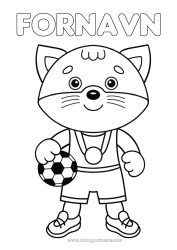 Gratis farvelægning Fodbold Fodbold Sport Kat Dyr Pokalen, trofæet, medaljen Hunde og katte Træner, coach Holdidræt Konkurrencer og priser Fodboldspiller fodboldspillerinde