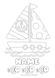 Colouring to customise Sea Vehicles Fish Boat Sailboat Marine Or Aquatic Animals Marine Vehicles