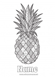 Coloring to customize Mandala Food Pineapple Fruits