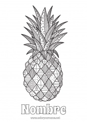 Colorear para personalizar Mandala Alimento Piña Frutas
