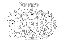 Gratis farvelægning Kawaii Påske 