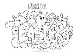 Free colouring Cute Easter 