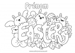 Coloriage gratuit Kawaii Pâques 