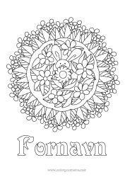 Gratis farvelægning Blomster Mandala Forår Kanin Komplekse farvelægninger Skovens dyr