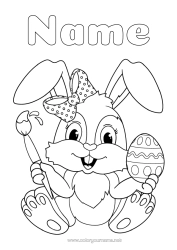 Colouring to customise Art Rabbit Animal Easter Eggs Easter Intermediate Colouring Sheets Forest Animals Easter Painted Eggs